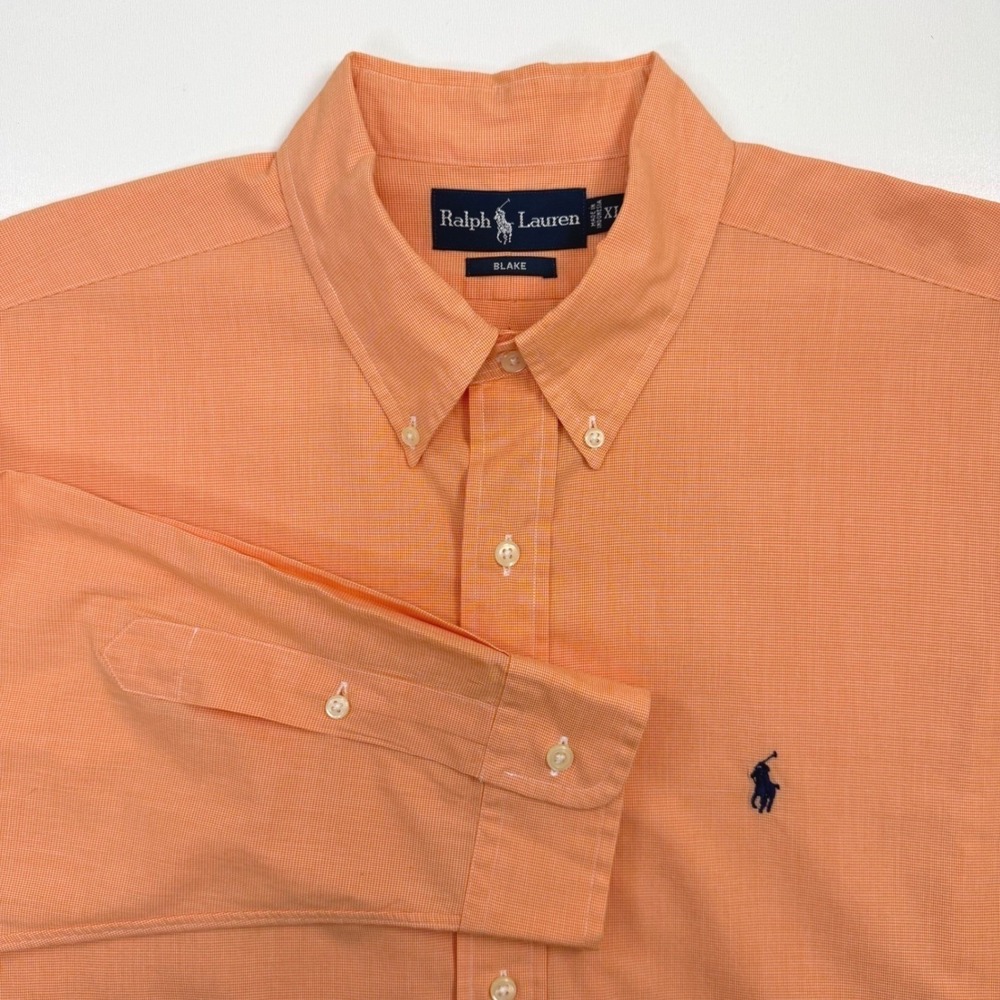 Ralph Lauren Blake Shirt Mens XL Orange Cotton Button Down Long Sleeve Preppy
